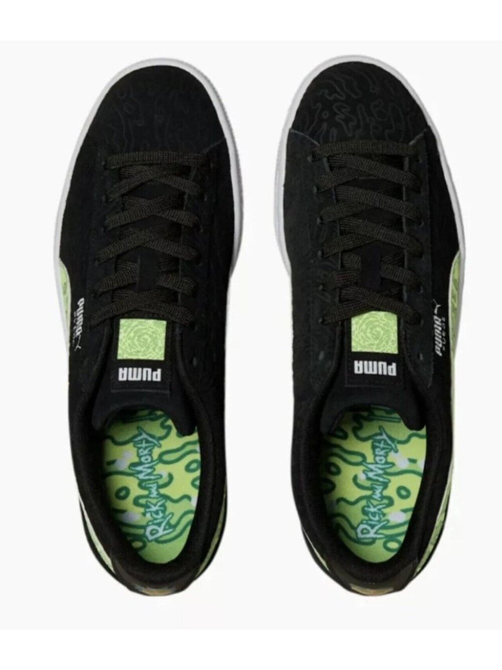 PUMA X RICK & MORTY Suede 386780-01 Black/Green Mens sz 10 - Picture 4 of 6